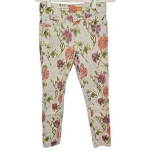 Pilcro Anthropologie Jeans Floral Jeans Women 26 Beige Stet Skinny Jeans Women